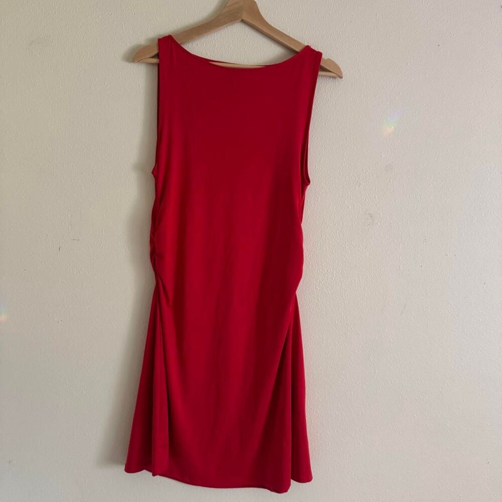 H&M Divided Red Ruched Side Sleeveless Fit & Flare Mini Dress L Y2K Party